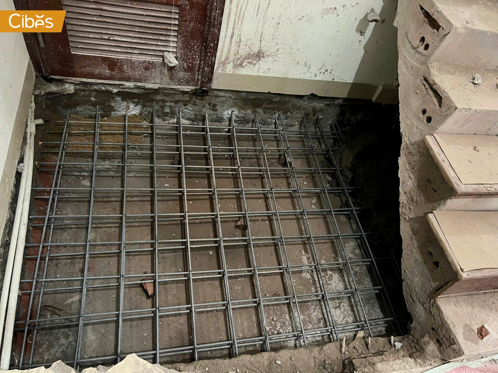 gia cố đế pit để lắp đặt thang máy